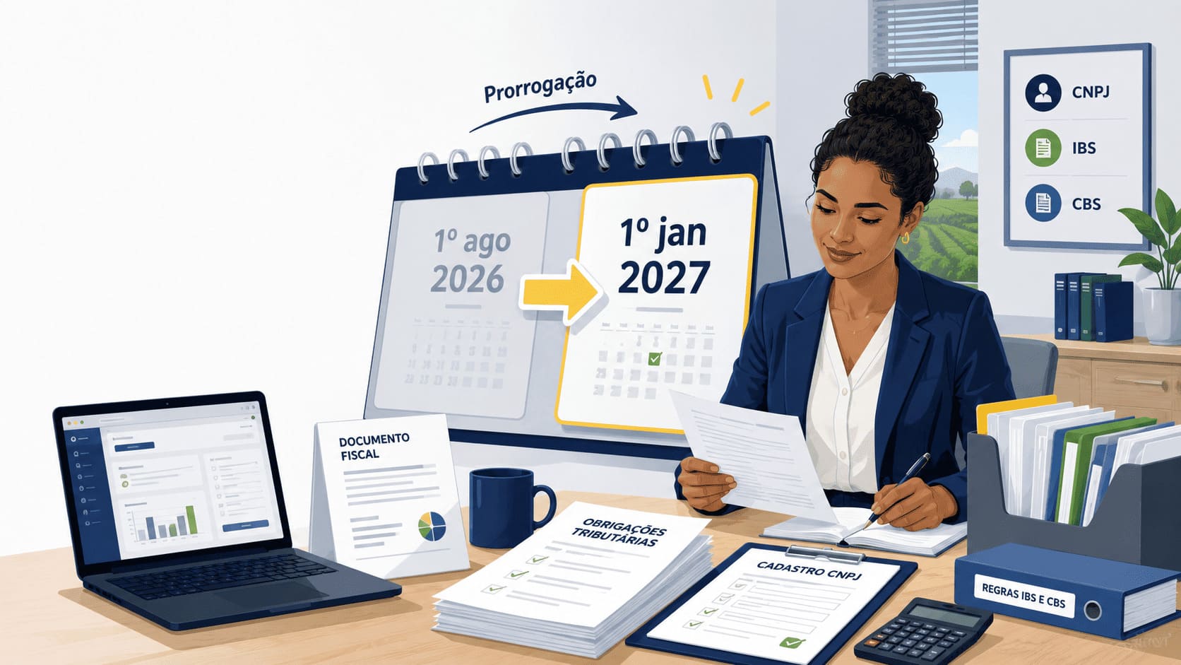 Prazo para inscrição no CNPJ e emissão de documentos fiscais do IBS e da CBS é prorrogado para 2027